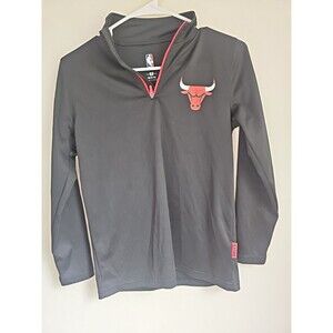 Chicago Bulls NBA Quarter Zip Long Sleeve Youth Medium Black Logo Quarter Zip